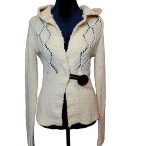 Free People cream button front sweater